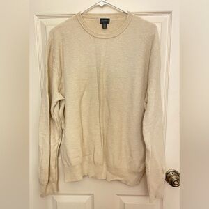 J. Crew Men's Cream Silk Cotton Crewneck Textured Sweater